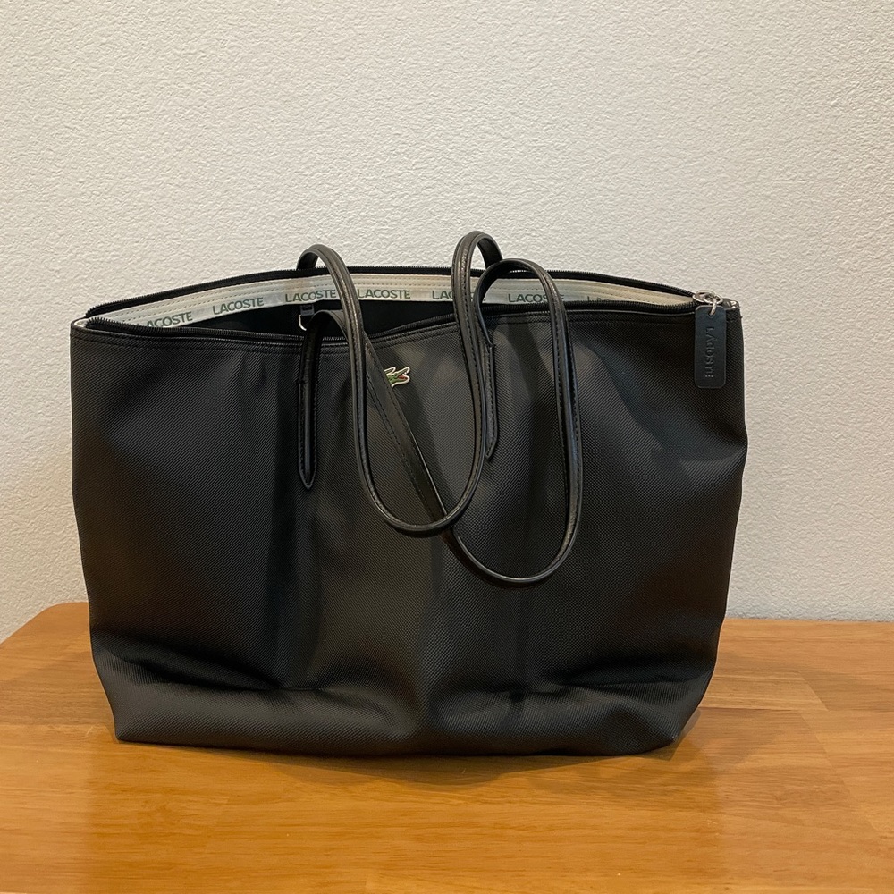 Lacoste zip pocket shoulder tote bag